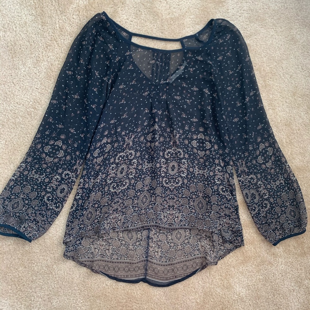 Boho Blu Pepper Black Printed Blouse